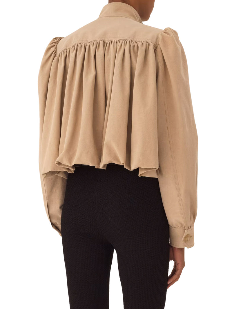 SHORT COTTON JACKET WITH GRIPPED SLEEVES