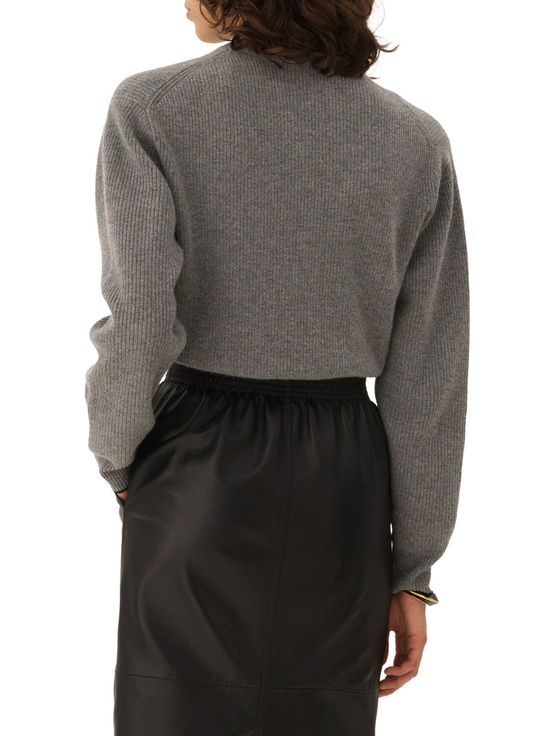 CROPPED WOOL KNIT SWEATER WITH LOGO