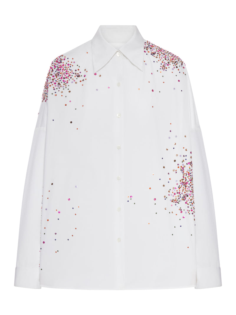 OVERSIZED COTTON SHIRT WITH APPLIQUES