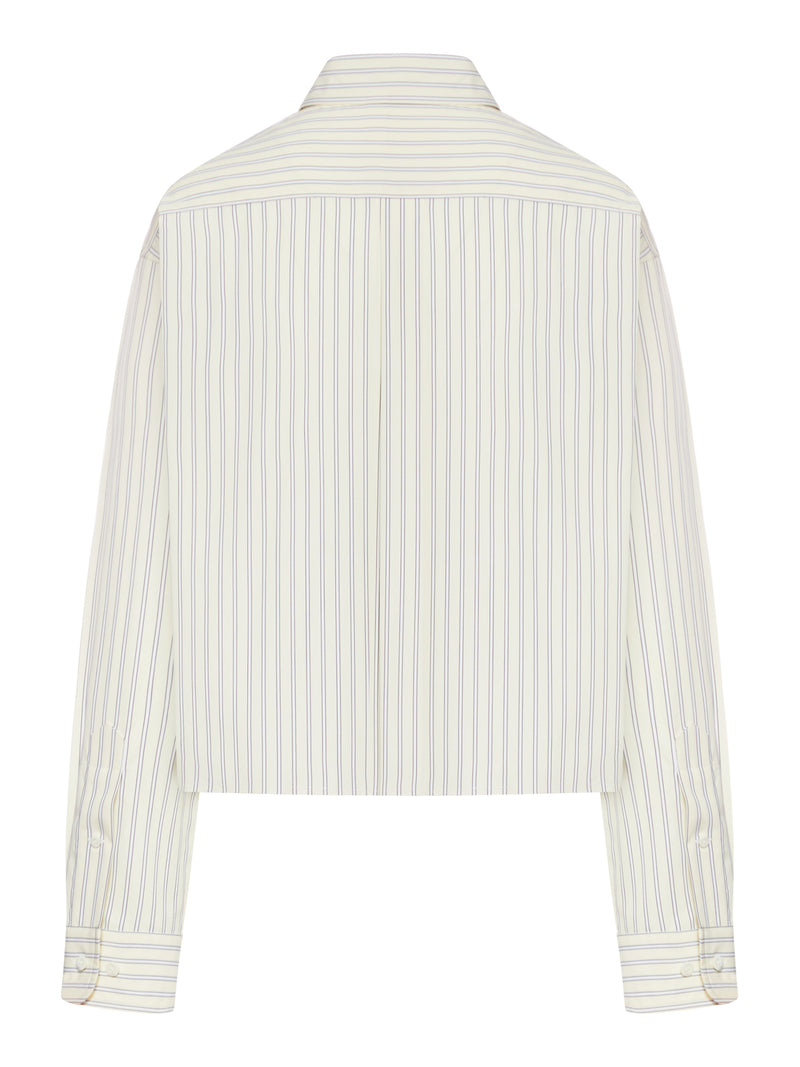 STRIPED COTTON POPLIN CROP SHIRT WITH LOGO