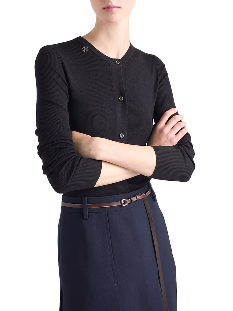 RIBBED WOOL CARDIGAN