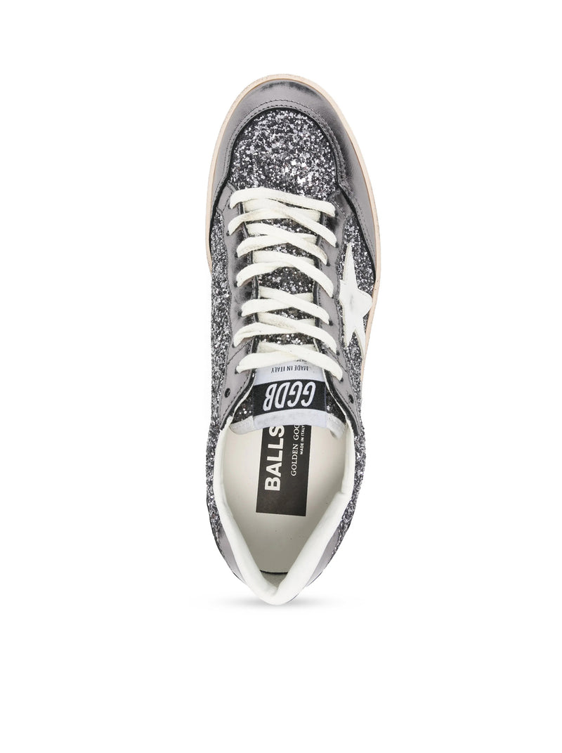 BALLSTAR SNEAKERS IN LAMINATED LEATHER AND GLITTER