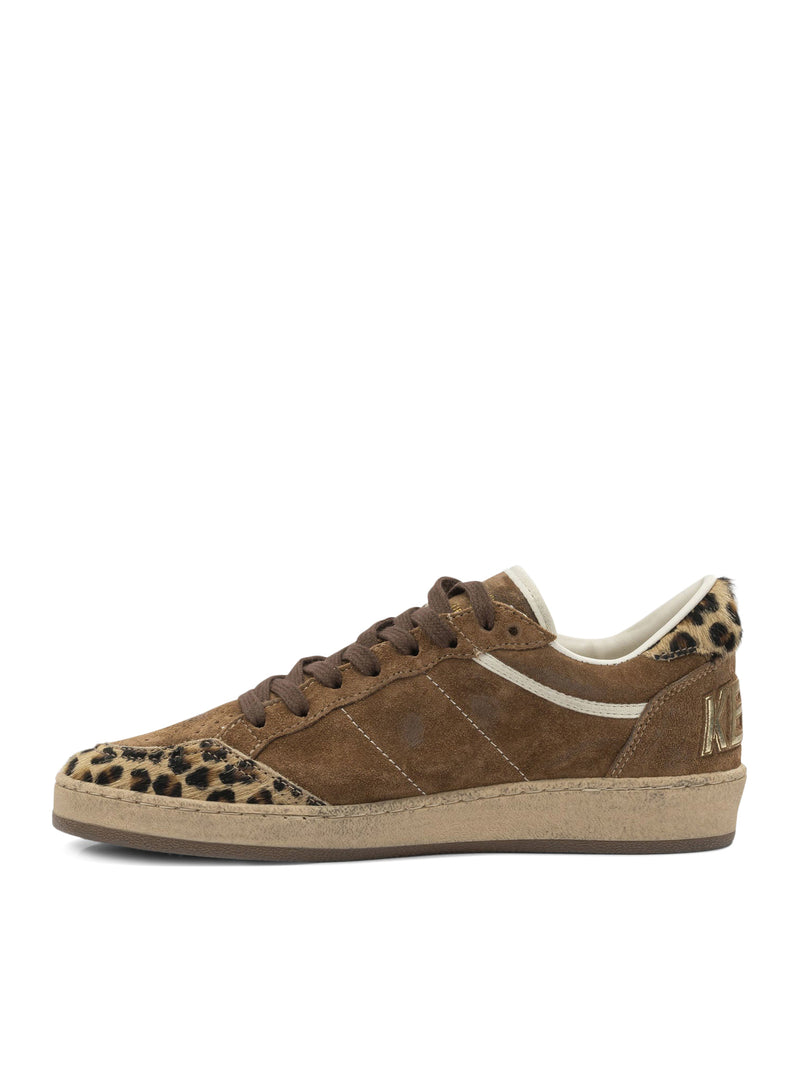 BALL-STAR SNEAKERS IN SUEDE WITH LEOPARD PONYSKIN INSERTS