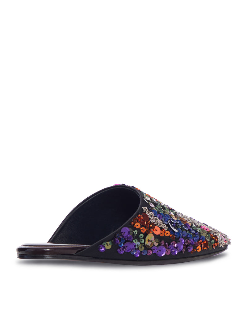 DECORATED SATIN CREPE MULE