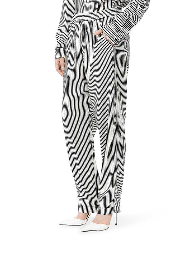 STRIPED SILK TROUSERS