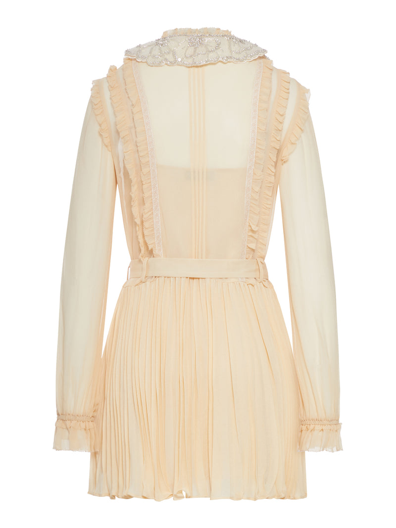 PLEATED GEORGETTE MINI DRESS