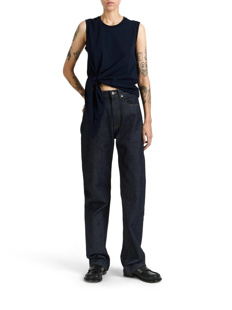 COTTON TANK TOP WITH KNOTTED HEM