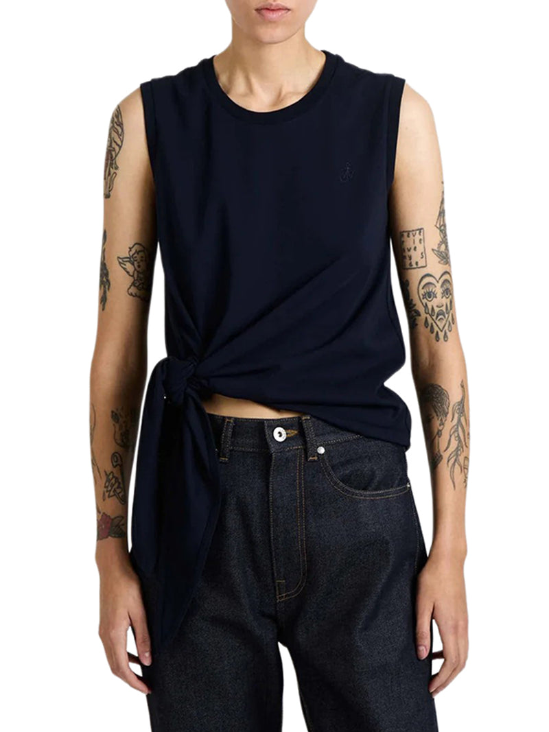 COTTON TANK TOP WITH KNOTTED HEM