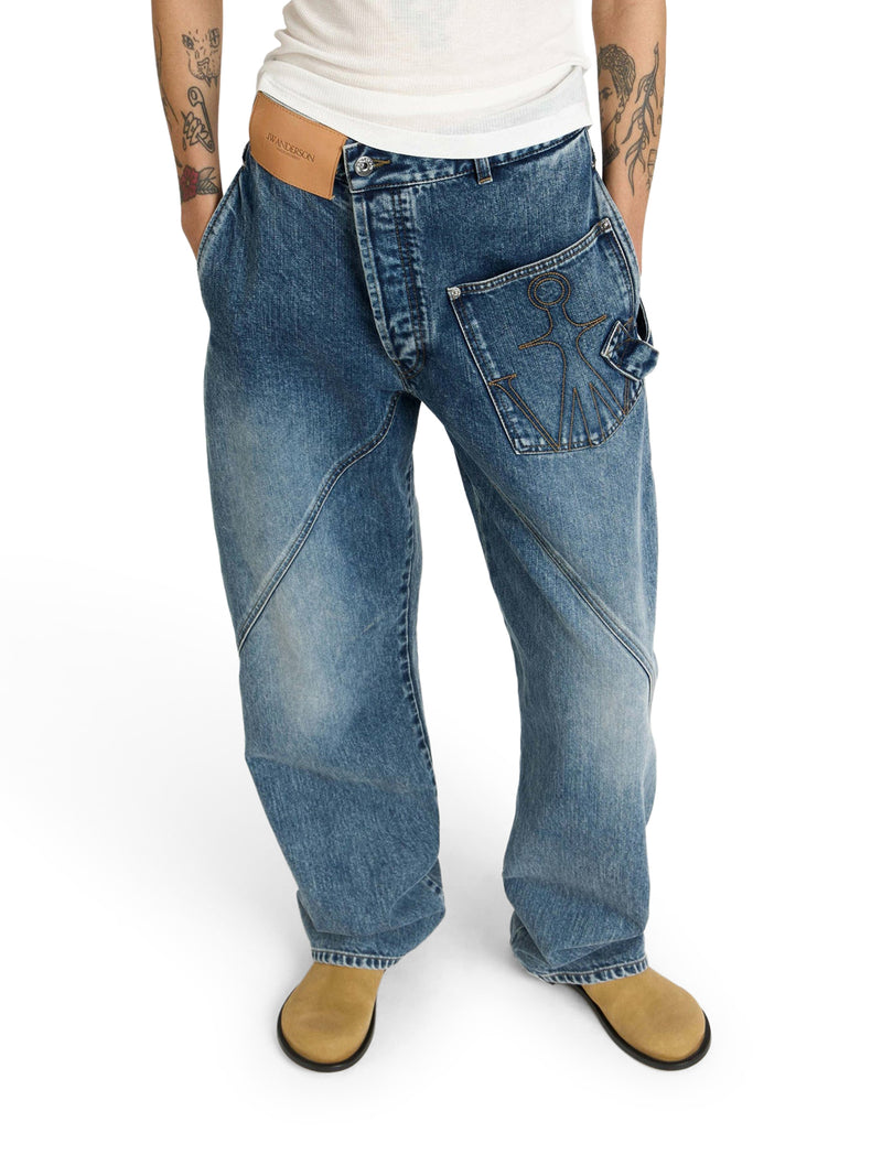 WORKWEAR JEANS WITH OFF-CENTRALIZED CLOSURE