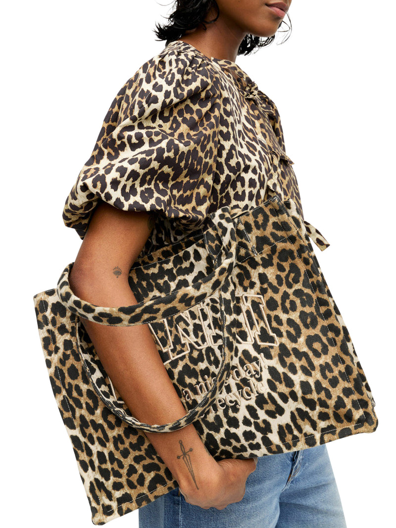 LEOPARD CANVAS TOTE BAG