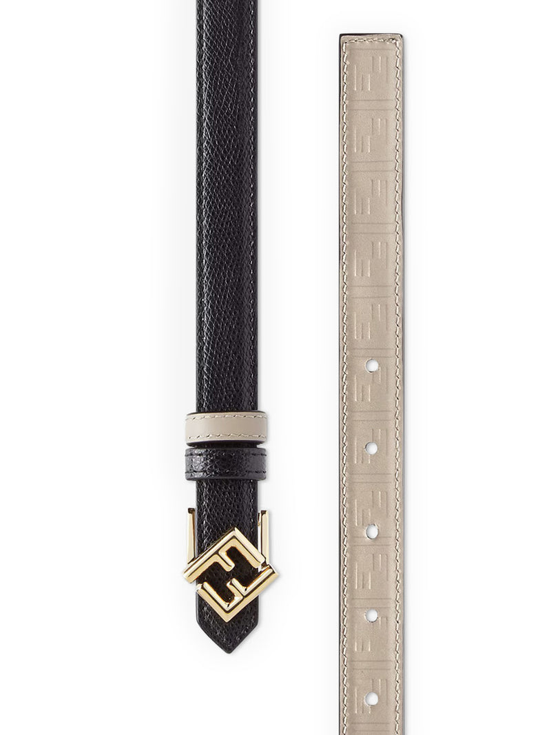 FF DIAMONDS REVERSIBLE BELT IN BLACK AND BEIGE LEATHER