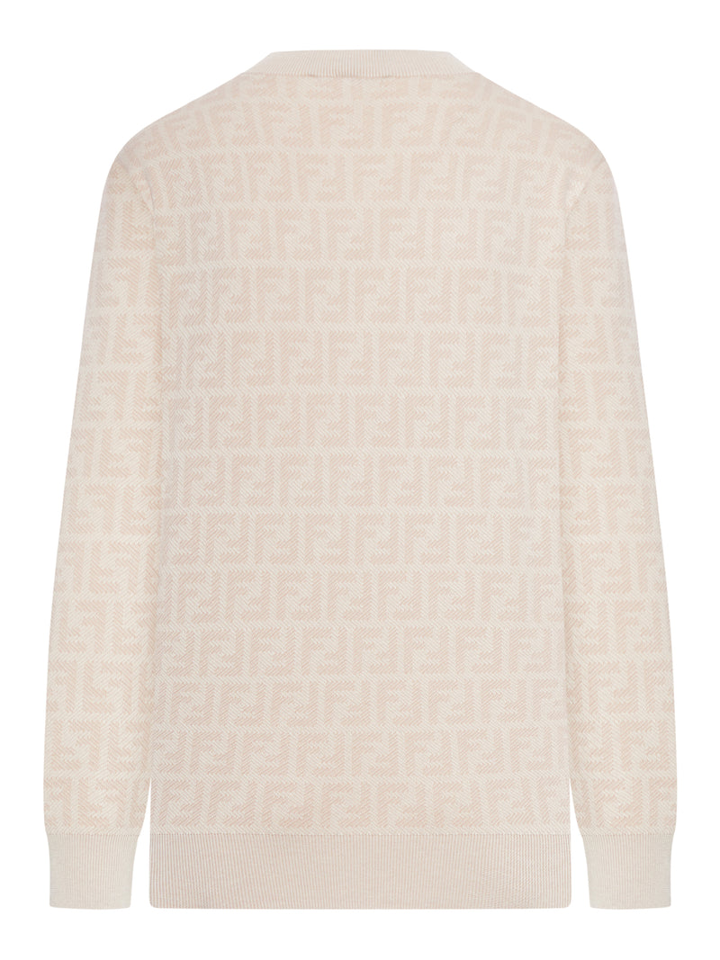 WOOL AND SILK SWEATER WITH FF PRINT