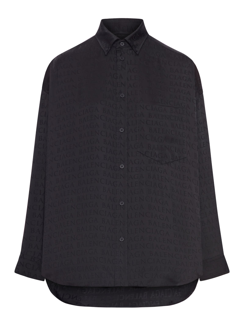 FLUID VISCOSE SHIRT WITH ALLOVER TONE-ON-TONE LOGO