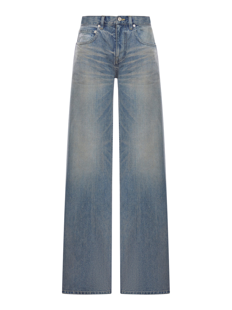 ORGANIC COTTON DENIM WIDE-LEG BAGGY TROUSERS
