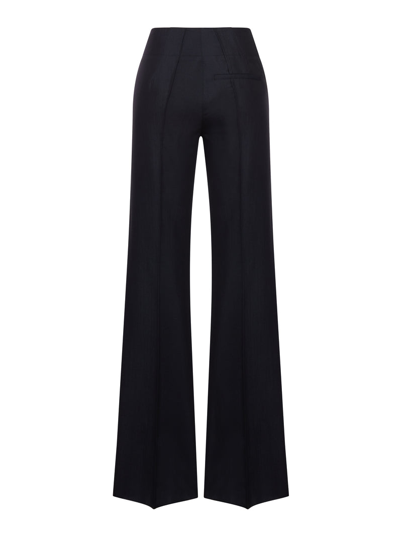 TAILORED SILK AND WOOL FLARED TROUSERS
