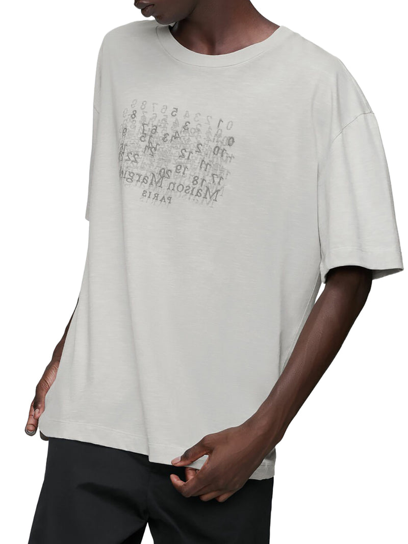 COTTON T-SHIRT WITH TONE-ON-TONE LETTERING PRINT