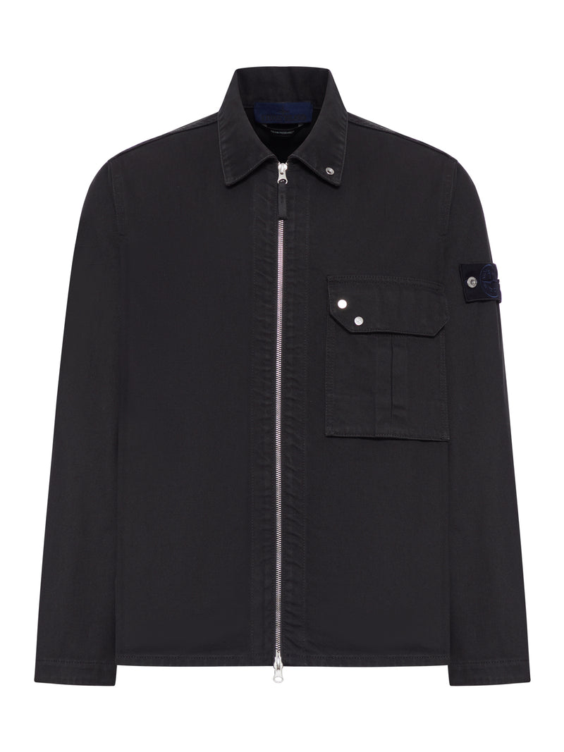 COTTON OVERSHIRT WITH STONE ISLAND BADGE