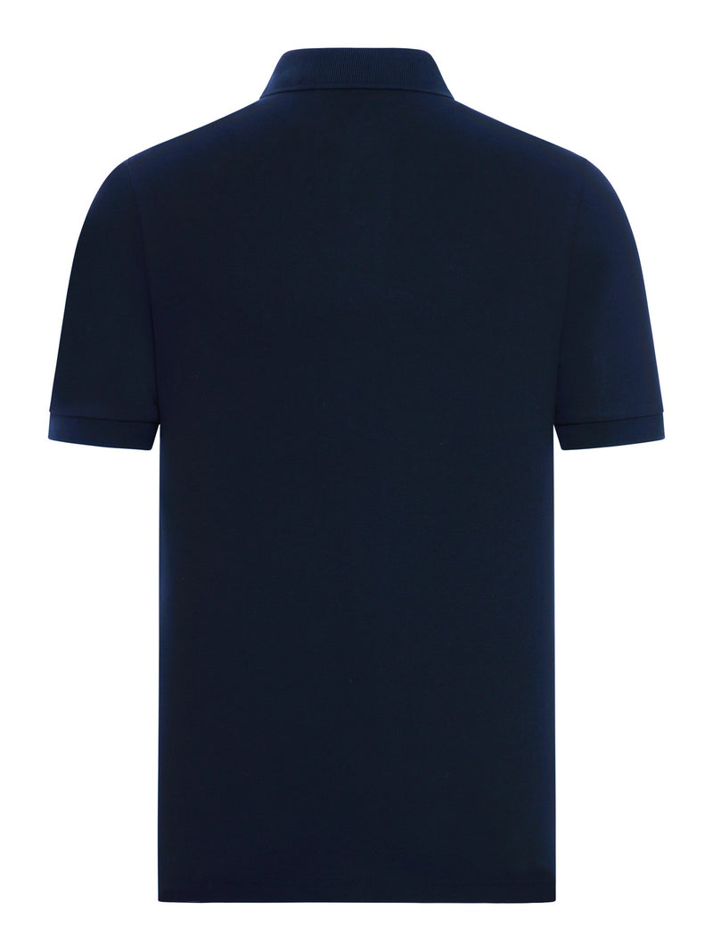 BLUE NAVY COTTON POLO SHIRT WITH COMPASS LOGO PATCH