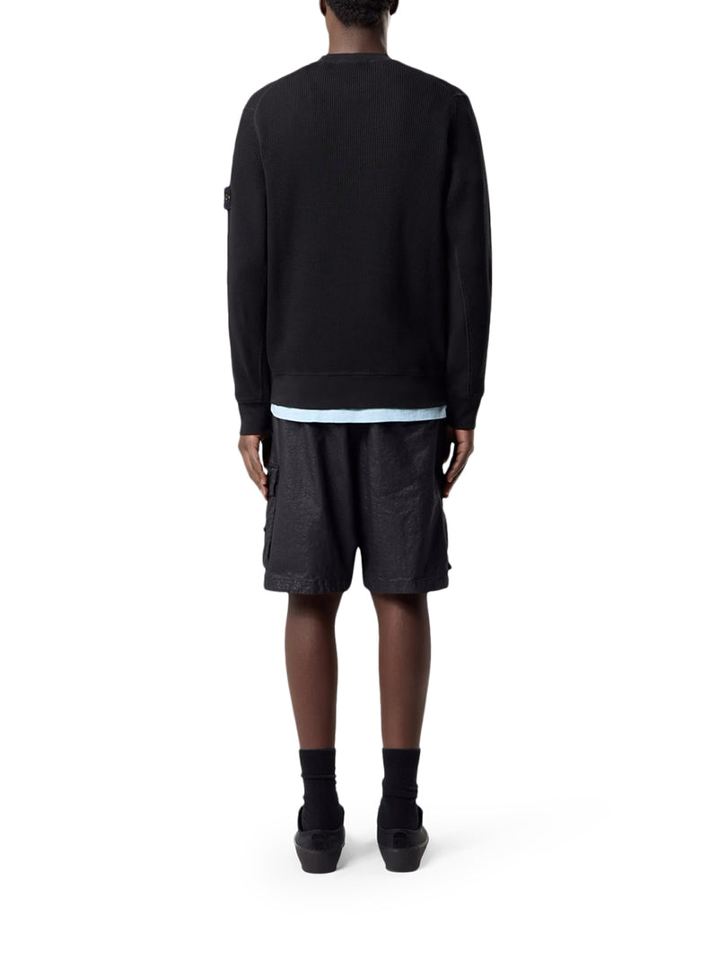 CREW NECK SWEATSHIRT IN ORGANIC COTTON WITH HONEYCOMB WORKMANSHIP