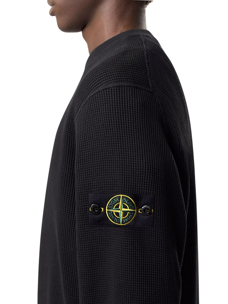 CREW NECK SWEATSHIRT IN ORGANIC COTTON WITH HONEYCOMB WORKMANSHIP