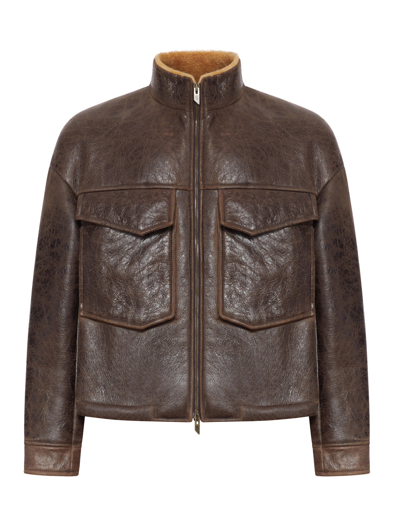 LEATHER JACKET WITH PATCH POCKETS