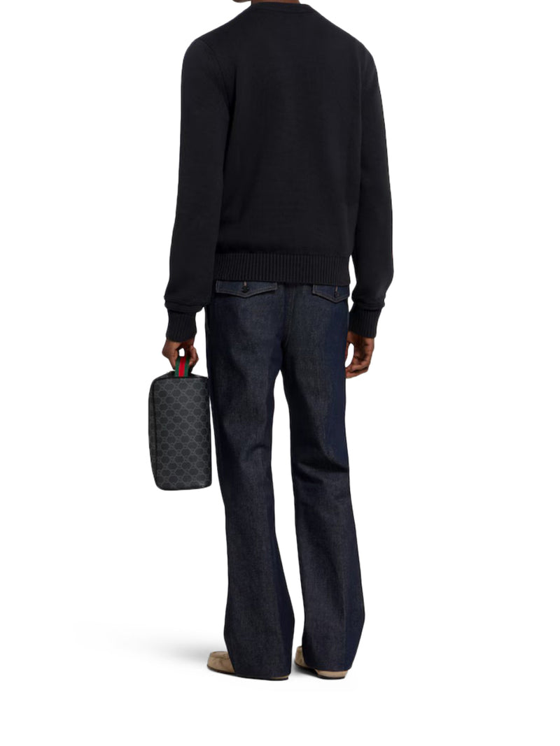 COTTON KNITTED SWEATER WITH INTARSIA