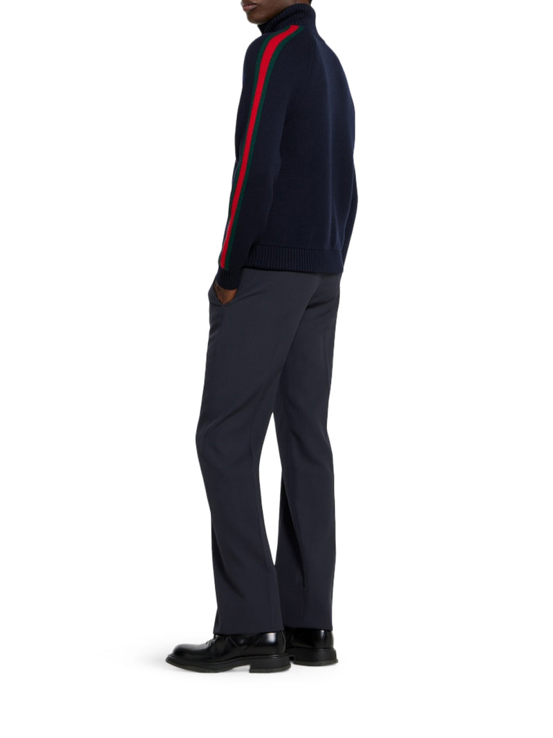 WOOL JACKET WITH ZIP AND SIDE WEB BAND