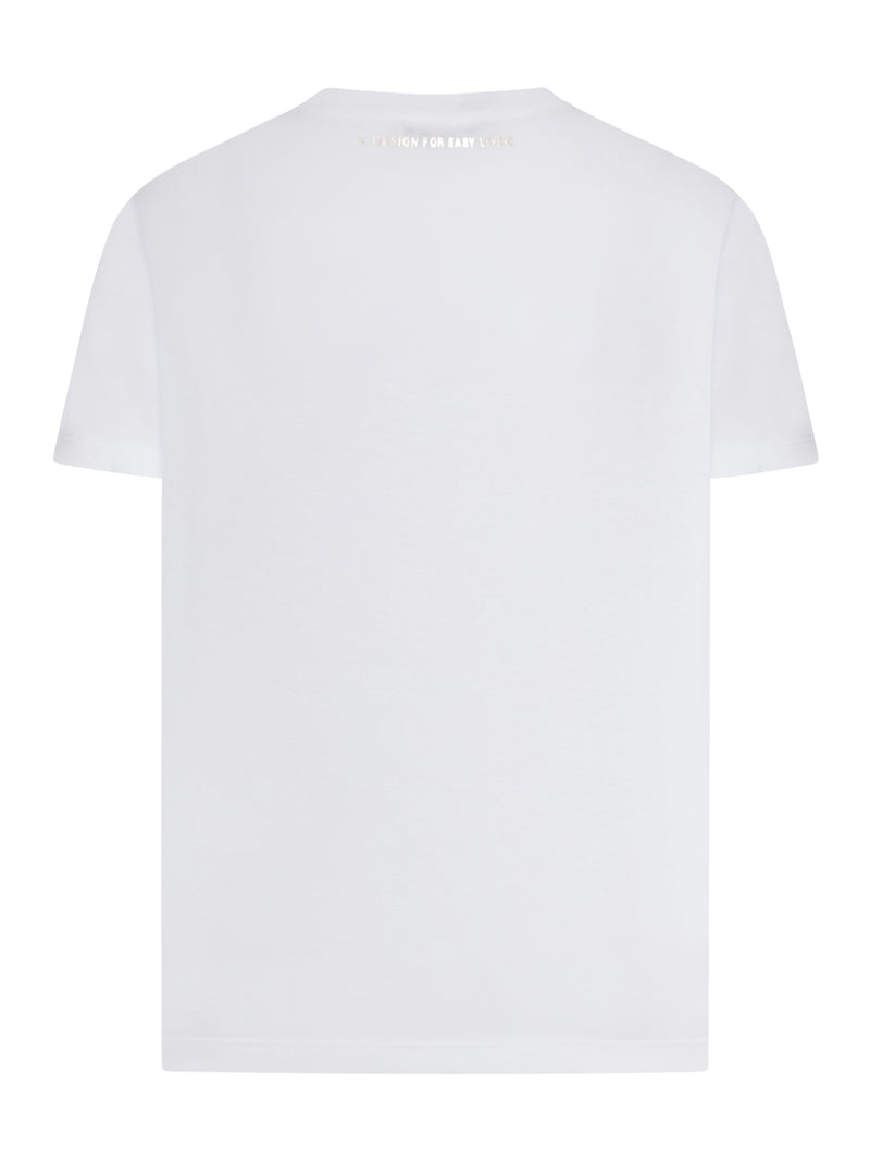 COTTON T-SHIRT WITH CONTRASTING SIDE LOGO