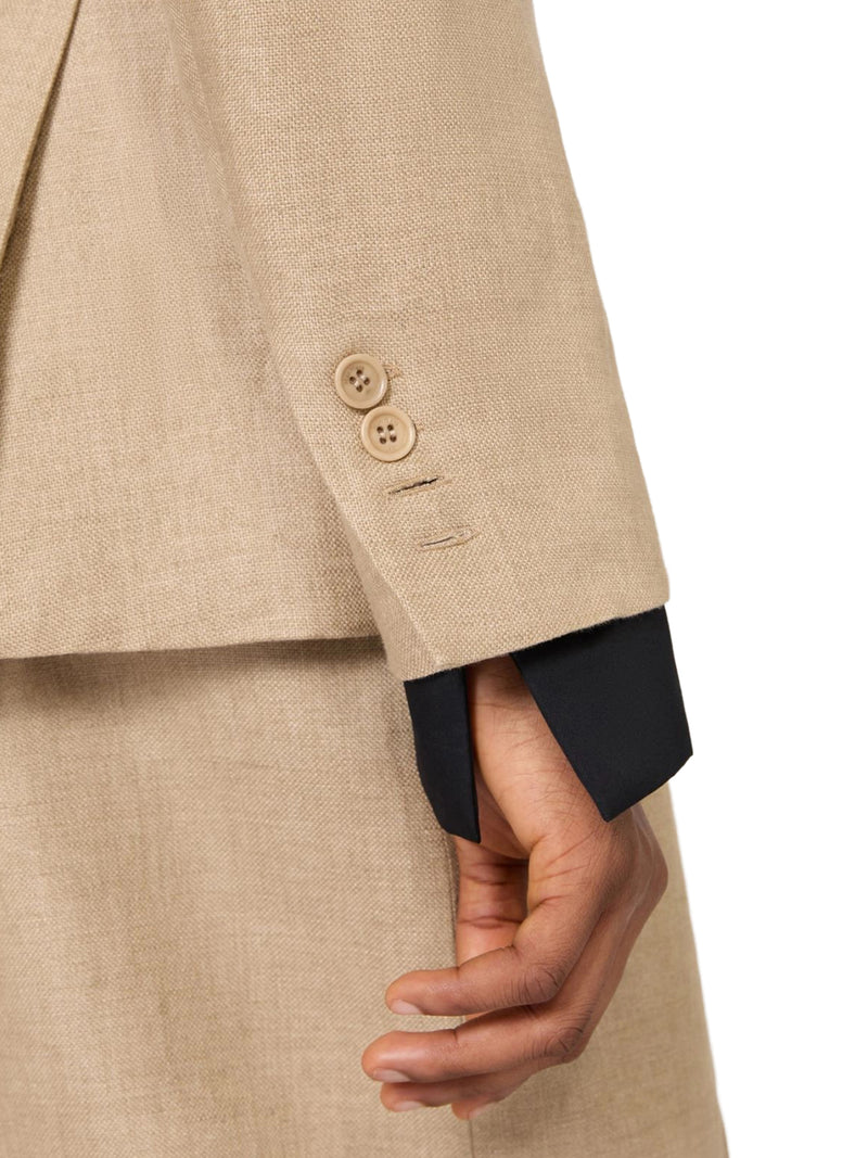 DOUBLE-BREASTED BLAZER IN PURE LINEN NATTÉ