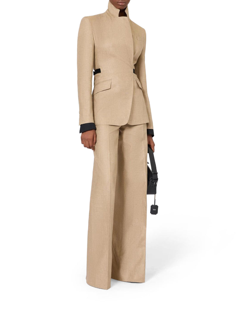 REGULAR FIT TROUSERS IN LINEN NATTÉ