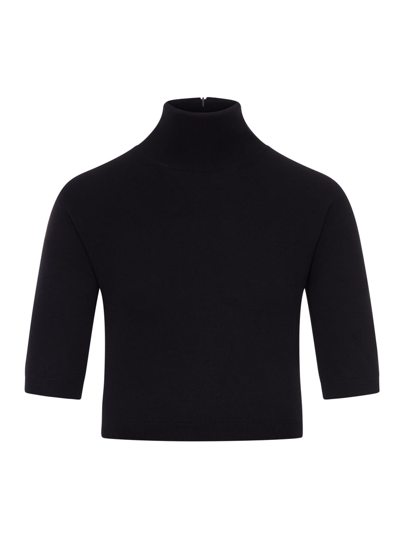 CROP TURTLENECK IN STRETCH FABRIC