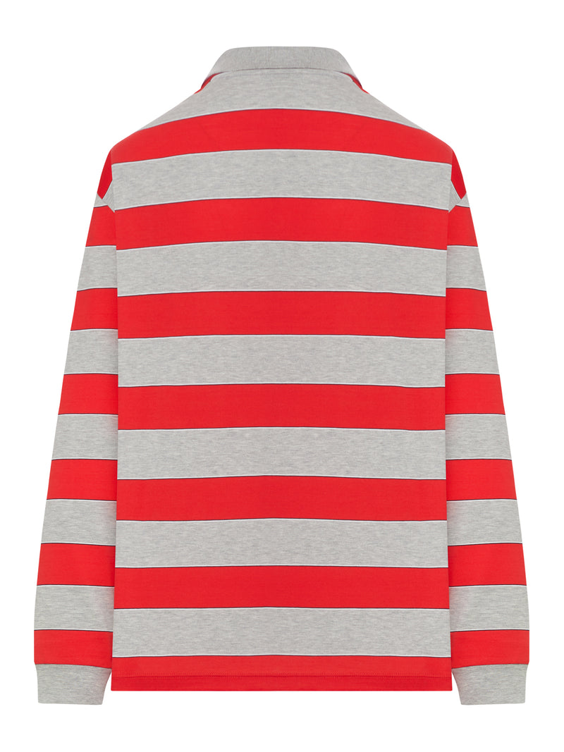 STRIPED COTTON JERSEY POLO SHIRT WITH LOGO PATCH