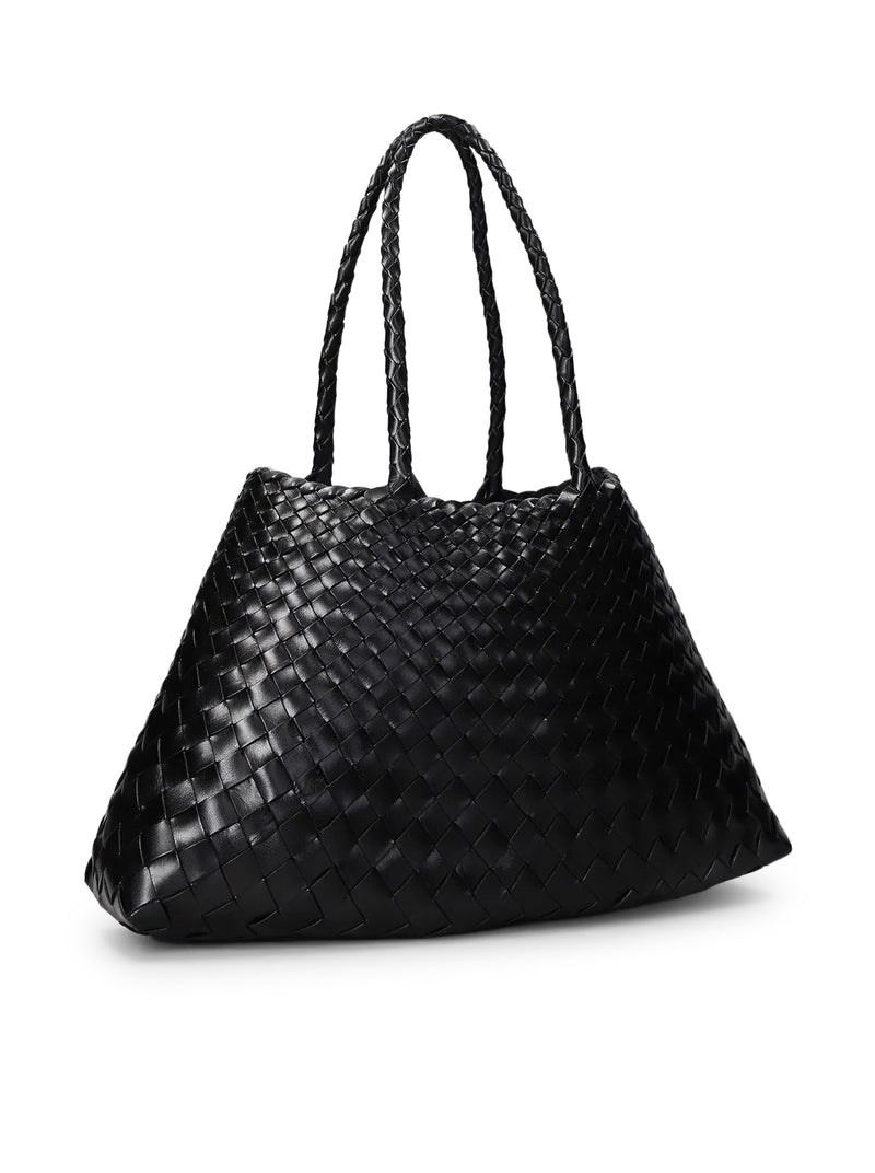 SANTA CROCE BIG BAG IN BLACK WOVEN LEATHER
