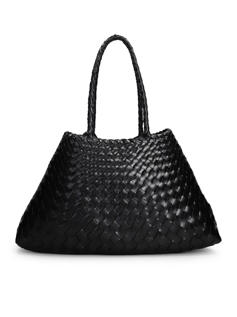 SANTA CROCE BIG BAG IN BLACK WOVEN LEATHER