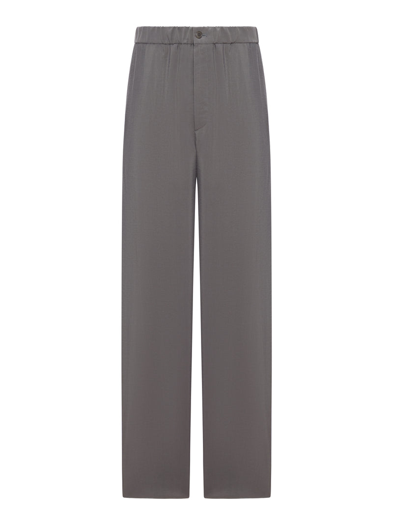 WIDE LEG SILK BLEND TROUSERS