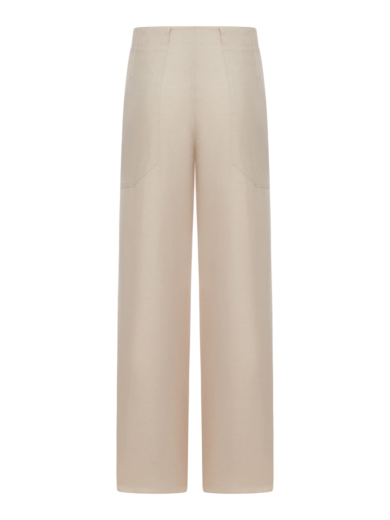 STRAIGHT-LEG TROUSERS IN LINEN BLEND