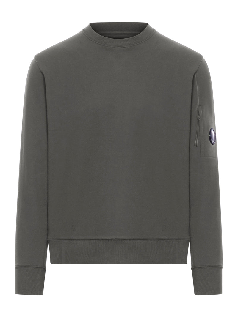 CREW NECK FLEECE SWEATSHIRT WITH EMBOSSED LENS