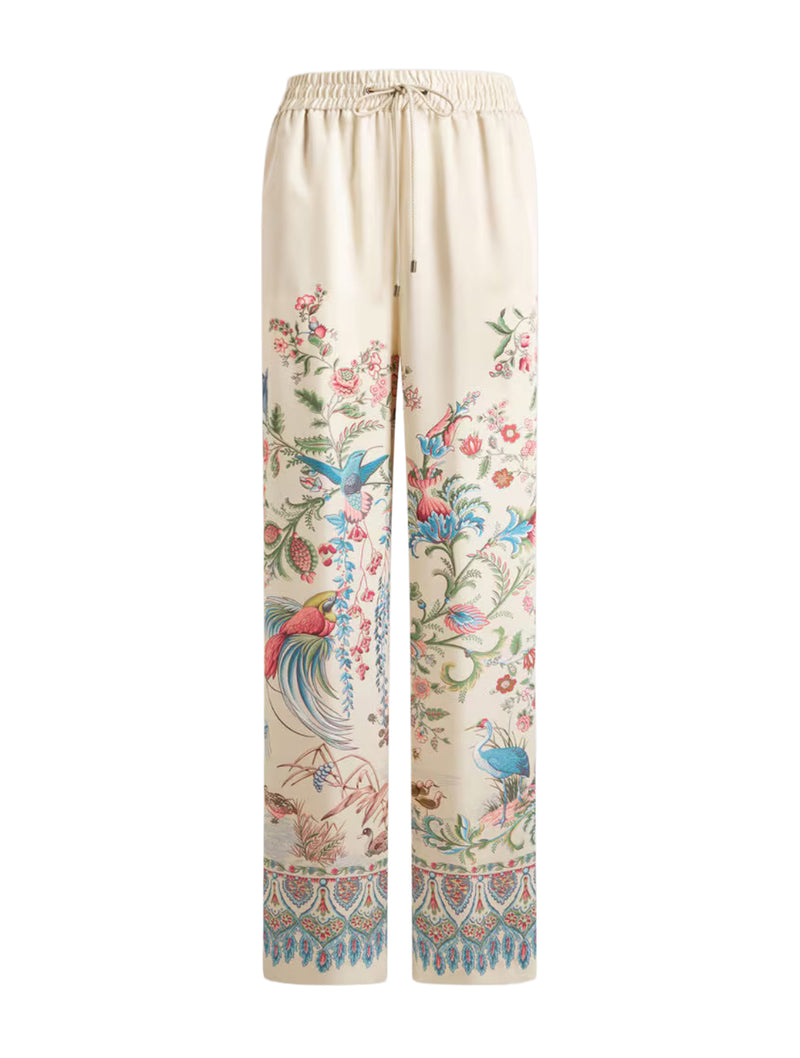 WIDE-LEG TROUSERS WITH PLACED FLORA AND FAUNA PRINT