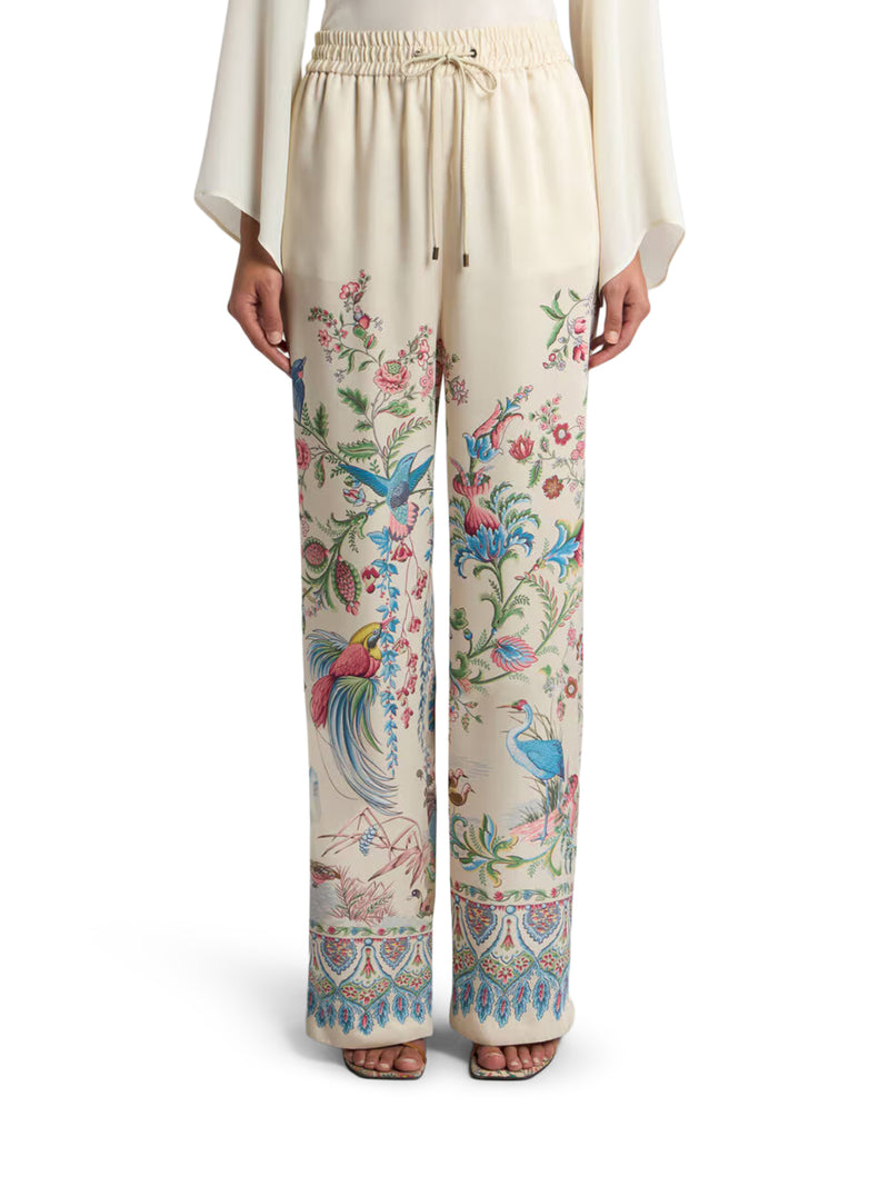 WIDE-LEG TROUSERS WITH PLACED FLORA AND FAUNA PRINT