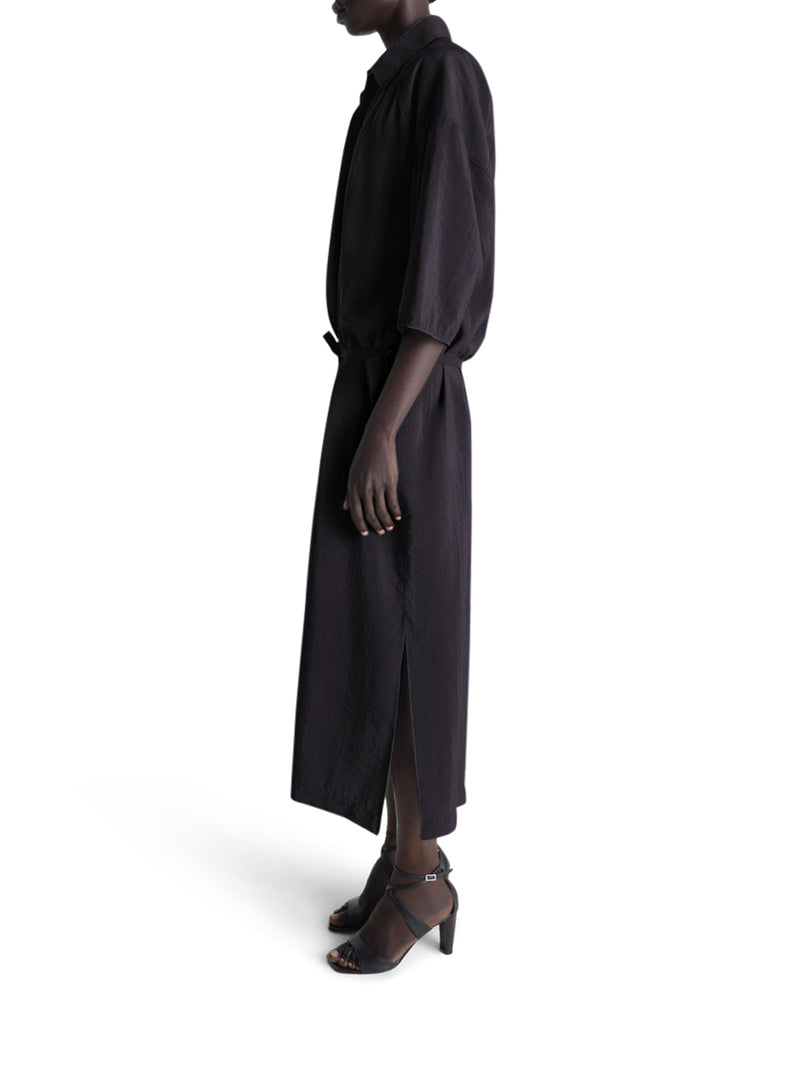 ASYMMETRIC DRESS IN DRY SILK