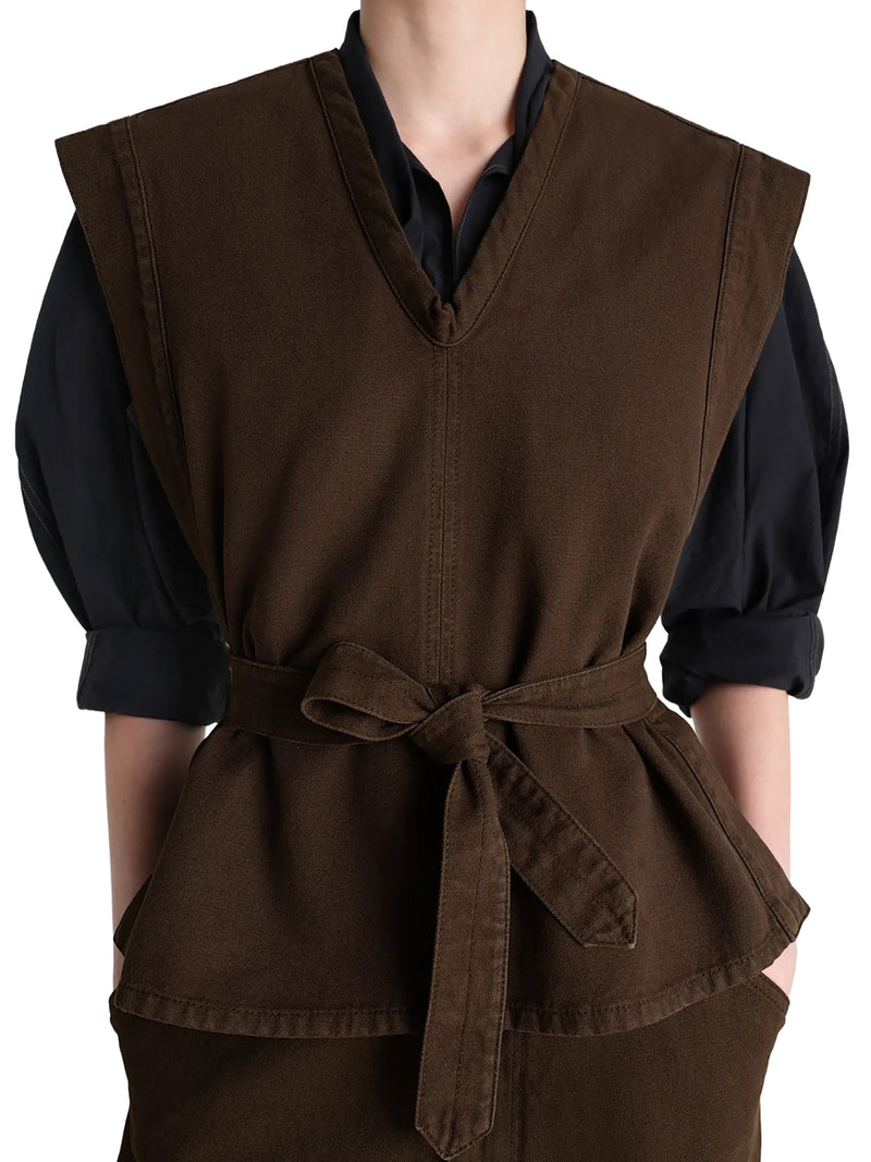 DENIM TOP WITH WAIST BELT