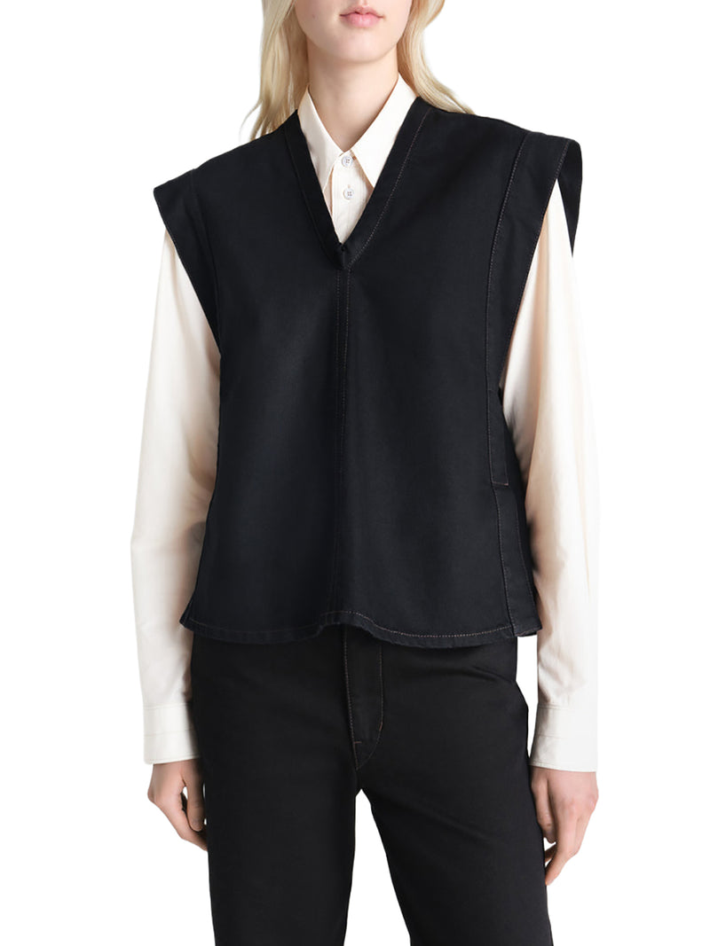 DENIM TOP WITH WAIST BELT