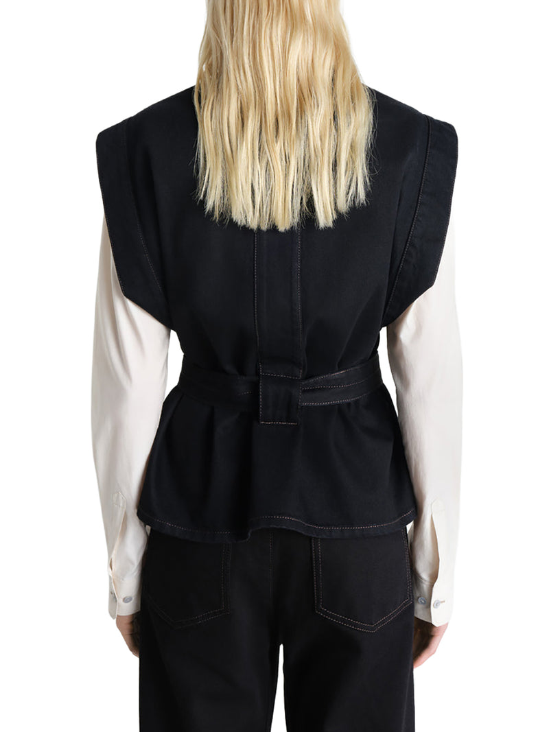 DENIM TOP WITH WAIST BELT