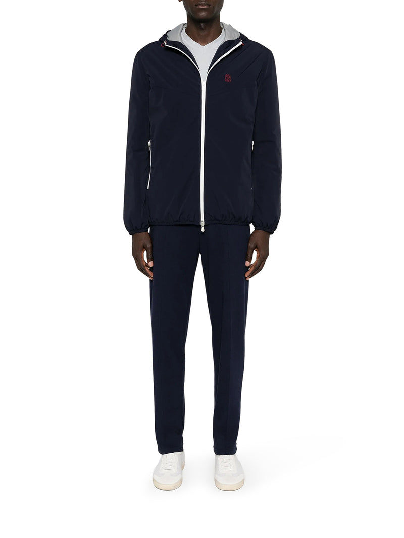 MEMBRANED NYLON JACKET WITH LOGO AND HOOD