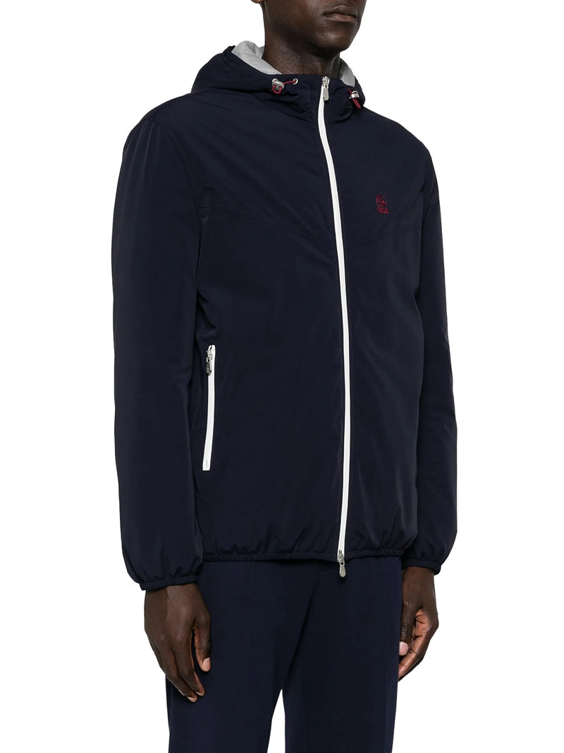 MEMBRANED NYLON JACKET WITH LOGO AND HOOD