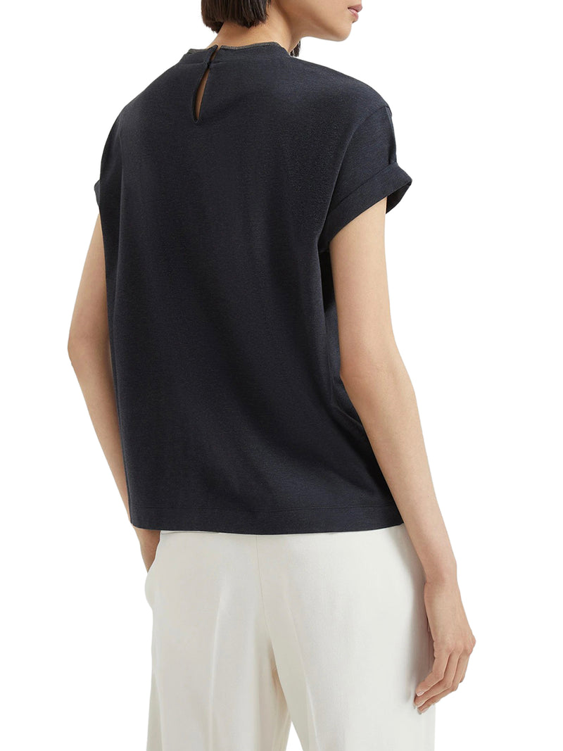 JERSEY T-SHIRT WITH PRECIOUS FAUX LAYERING