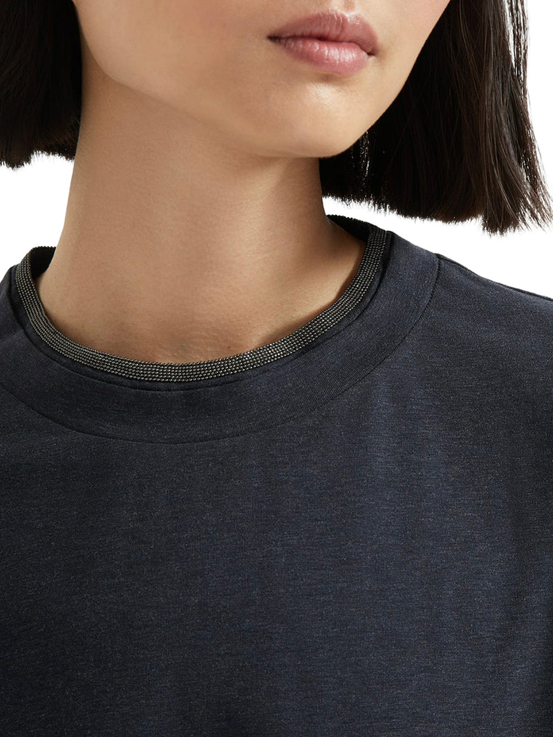 JERSEY T-SHIRT WITH PRECIOUS FAUX LAYERING