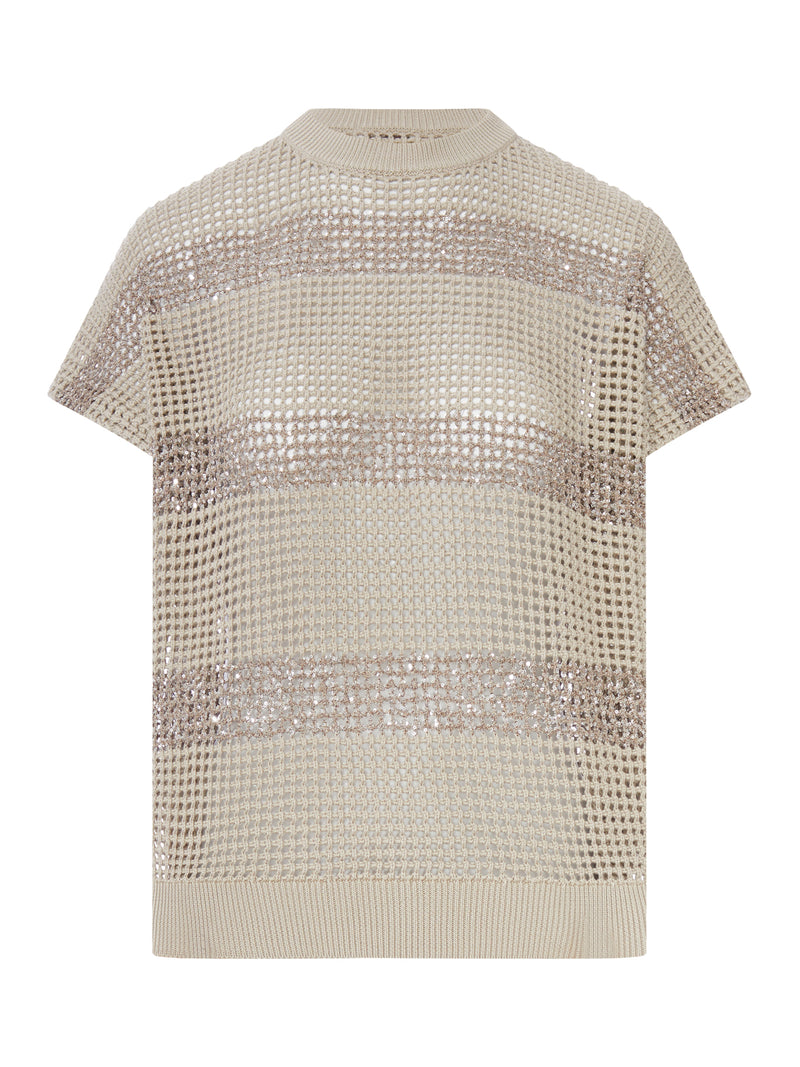 OPENWORK SWEATER WITH STRIPED DESIGN