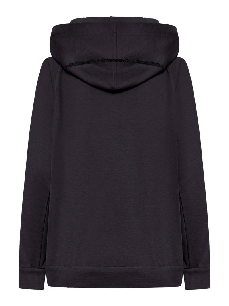 COTTON AND SILK INTERLOCK TOPWEAR WITH HOOD AND PRECIOUS STRIPE