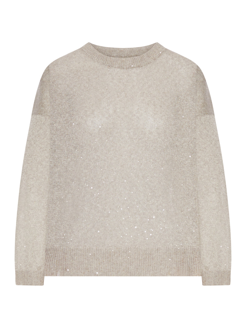 SPARKLING CREW NECK LINEN SWEATER